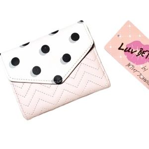Betsy Johnson Wallet Blush w/ Black Polka Dots NWT